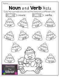 Sort the words among nouns, verbs and adjectives and paste them. Winter Literacy No Prep First Grade Nouns And Verbs Verbs Kindergarten Winter Kindergarten