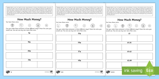 year 2 money making amounts homework worksheet maths