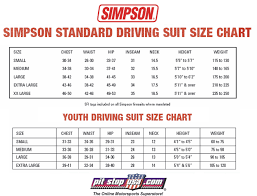 Sizing Chart Simpson Auto Racing Suits