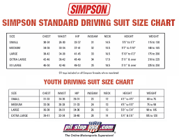 sizing chart simpson auto racing suits