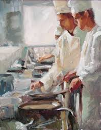 Brigade De Cuisine Original Art Painting By Robin Cheers Dailypainters Com Art Painting Painting Art