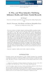 Pdf If Why And When Subjective Well Being Influences Health And Future Needed Research