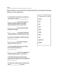 Displaying 162 questions associated with treatment. Elements Of Art Quiz Worksheets Teaching Resources Tpt