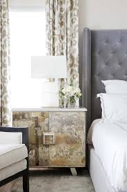 Get 5% in rewards with club o! Gray Wingback Bed With Silver And Gold Mirror Nightstand Transitional Bedroom