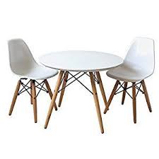 Amazon Com Buschman Set Of Table And 2 White Kids Eames Style Retro Modern Dining Room Mi Round Table And Chairs Kids Table And Chairs Modern Table And Chairs