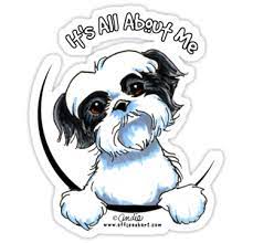 Black White Shih Tzu It S All About Me Sticker By Offleashart In 2021 Cartoon Dog Dog Silhouette Shih Tzu Dog