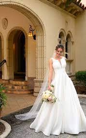 Clean Modern Ballgown With Illusion Plunge Stella York Wedding Dresses Stella York Wedding Dress Wedding Dresses York Wedding Dress