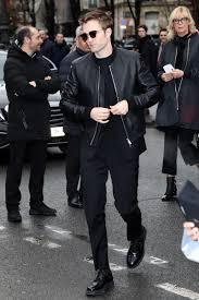 Here's my latest edit of robert pattinson as the batman! Robert Pattinson Wearing Black Leather Bomber Jacket Black Suit Black Crew Neck T Shirt Black Leather Derby Shoes Lookastic