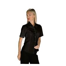 Camicia a maniche corte in cotone di jacquemus. Camicia Da Lavoro Donna Nera Tenerife Stretch Maniche Corte Isacco