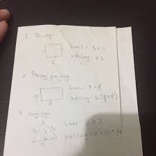 Diketahui panjang sisi terpanjang persegi panjang adalah 16 cm, sedangkan panjang sisi terpendeknya adalah 9 cm. Gambar Dan Tuliskan Rumus Keliling Dan Luas Persegi Persegi Panjang Dan Segitiga Brainly Co Id