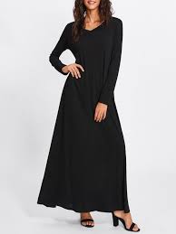 Dovechic Simple Black Long Sleeves Maxi Dress Long Sleeve Black Maxi Dress Maxi Dress With Sleeves Simple Maxi Dress