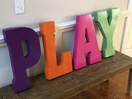 Sale Play Sign Home Sign Orange Letters Large Metal Letters Etsy In 2020 Large Metal Letters Metal Letter Decor Metal Wall Letters