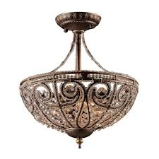Semi flush mount ceiling light, 5 lights spherical cage globe metal ceiling chandelier lamp light fixture for kitchen bedroom. Elk Lighting 5964 3 Elizabethan 3 Light Semi Flush Mount In Traditional Style With Victorian And French Country Inspirations 14 Inches Tall And 13 Inches Wide