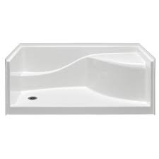 Aquatic Coronado 60 In X 30 In Single Threshold Left Drain Shower Pan In White With Built In Shower Bench Ax6030spanl Wh The Home Depot Shower Pan Shower Bench Shower Pan Installation