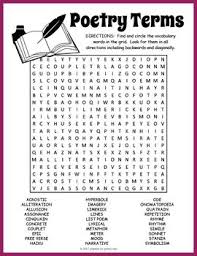Your Students Will Enjoy Looking For All Of The Fun Poetry Terms Hidden In This Puzzle Worksheet The Words Are Poetry Terms Poem Activities Poetry Worksheets