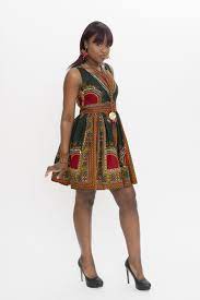Robe Courte En Pagne Adis Vert African Clothing Styles African Print Fashion African Clothing