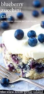 Blueberry Zucchini Snack Cake With Lemon Buttercream This Easy Snack Cake Combines The Best Of Summer Homemade R Desserts Zucchini Cakes Recipe Snack Cake