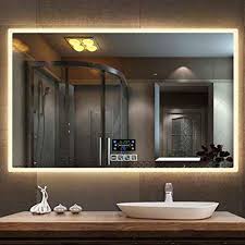 Qz Multifunctional Bathroom Mirror Wall Mounted Makeup Mirror Time Temperature Lighting Function Blu Wall Mounted Makeup Mirror Mirror Bathroom Mirror Lights