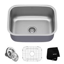 4.4 out of 5 stars. Kraus Kbu12 Stainless Steel 23 Single Basin 16 Gauge Stainless Steel Kitchen Sink For Undermount Installations Basin Rack And Basket Strainer Included Faucet Com