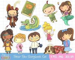 Cute Peter Pan Storybook Clip Art Set Kawaii Mermaid Clip Etsy Book Clip Art Art Set Clip Art