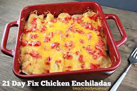 If it's too spicy for you, just leave out the cayenne. 21 Day Fix Chicken Enchiladas Beach Ready Now