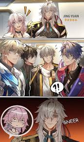 jacket, caelus (honkai: star rail), earrings, jing yuan, open mouth - Anime  R34