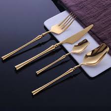 24 Pcs 6 Set Stainless Steel Tableware Gold Cutlery Set Gold Cutlery Set Dinnerware Tableware Cutlery Set