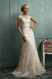 Fitted A Line Cap Sleeve Illusion Back Vintage Lace Wedding Dress Lace Wedding Dress Vintage Empire Wedding Dress Lace Wedding Dress With Sleeves
