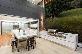 Uncovered Barbecue Area Minimalist Kitchen Design Outdoor Kitchen Decor Indoor Outdoor Kitchen