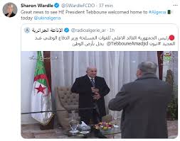 تواصل الجزائر جهودها لإخماد الحرائق الكارثية التي اندلعت في 14 ولاية. Ø§Ù„Ø³ÙÙŠØ±Ø© Ø§Ù„Ø¨Ø±ÙŠØ·Ø§Ù†ÙŠØ© Ø¨Ø§Ù„Ø¬Ø²Ø§Ø¦Ø± Ø®Ø¨Ø± Ø±Ø§Ø¦Ø¹ Ø£Ù† Ù†Ø±Ù‰ Ø§Ù„Ø±Ø¦ÙŠØ³ ØªØ¨ÙˆÙ† ÙŠØ³ØªÙ‚Ø¨Ù„ ÙÙŠ Ø§Ù„Ø¬Ø²Ø§Ø¦Ø± Ø§Ù„ÙŠÙˆÙ… Ø§Ù„Ù†Ù‡Ø§Ø± Ø£ÙˆÙ†Ù„Ø§ÙŠÙ†