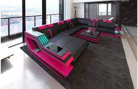 Ledersofa Wohnlandschaft Ravenna Xl Led L Shaped Sofa Bed Bookshelf Styling Living Room Fabric Sofa