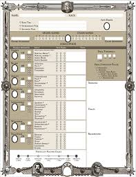 Updated Form Fillable Character Sheet Zweihander Rpg