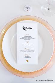 Menu Gold Dore Elegant Chic Romantique Coeur Pois Paper And Love