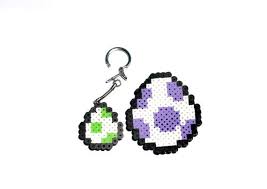 Perler Bead Yoshi Egg Perler Bead Yoshi Egg Pixel Art Pixel 8 Bit Super Mario Keychain Magnet Nintendo Video Game Gamer Retro Perler Bead Art Bead Art Perler Beads