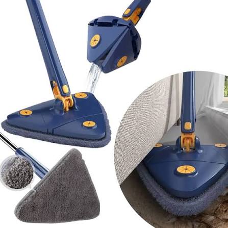 Mop Rodo De Limpeza Esfregão Triangular Giratório Limpa Vidros Chão Parede 360 : Amazon.com.br: Casa