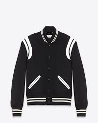 Black And White Varsity Jacket Teddy Jacket In Black Virgin Wool And Off White Leather Leather Varsity Jackets Mens Outfits Wool Jacket Men