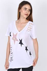 Basic Baskili V Yaka Bayan Tisort Modelleri 9 99tl Modamizbir Com V Yaka Tisort Tisort Modelleri