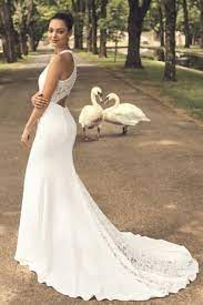 Sheer Back Crepe Wedding Dress With Lace Train David S Bridal Petite Wedding Dress Racerback Wedding Dress Plus Wedding Dresses