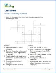 The third grade thanksgiving spelling unit includes a word list, flash cards, word puzzles, and assessment resources. 5th Grade Vocabulary Crossword Puzzle Worksheets 99worksheets