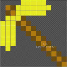 Il Piccone D Oro Di Minecraft Disegno Pyssla Hama Beads Coding Per Bambini 13x13 Schemiperline It Hama Beads Minecraft Hama