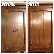 A Simple Hardware Change Transformed These Cabinets For Less Than 2 Each 50 Off From Hobby Lobby Used Orange Ple Cabinets For Less Staining Wood Cool Rugs