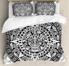 Screen printing & embroidery in waterford township. Lunarable Aztec Duvet Cover Set Queen Size Black White Decorative 3 Piece Bedding Set With 2 Pillow Shams Mayan Calendar End Of The World Prophecy Mystery Cool Ancient Culture Design Print Home