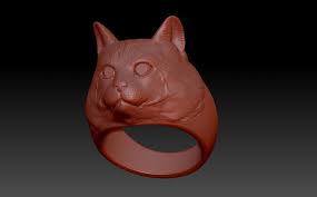 Ring With A Cat Head 3d Print Model In 2020 3d Models For Printing Print Models Cat Ring