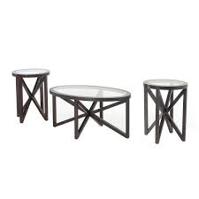Search high quality coffee tables manufacturing and exporting supplier on alibaba.com. Wood And Glass 3 Piece Cocktail Set With Star Design Base Brown Overstock 32124141