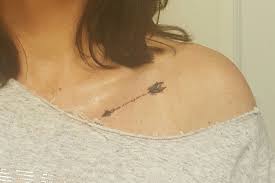 Our Sisters Tattoo In Morse Code Arrow Morsecode Collarbonetattoo Collar Bone Tattoo Tattoos Arrow Tattoo Placements