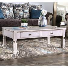 This coffee table set is a beautiful casual farmhouse styled table with a rustic touch. Furniture Of America Jonie Rustic 4 Drawer Coffee Table Antique White Walmart Com Walmart Com