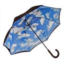 Black umbrella with white floral pattern around edge. Designer Umbrella With Perfect Day Sky Print Inside Umbrella Cute Umbrellas Umbrella Designs