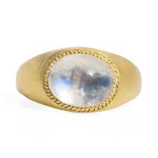 A promise ring is not an engagement ring, but it is a declaration of commitment just the same. Moonstone Roz Ring