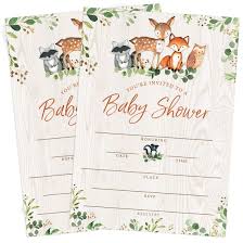Buy Woodland Party Baby Shower Invitations 25 Cards And Envelopes Forest Theme Woodland Creatures Fox Baby Online In Usa B081s2lhr2
