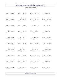 Algebra worksheets by specific topic area and level we have over 50 free algebra worksheets to print. The Missing Numbers In Equations Blanks Multiplication Range 1 To 9 C Math Algebra Worksheets Printable Math Worksheets Free Printable Math Worksheets